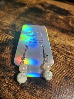Handmade White Howlite & Pearl Drop Earrings
